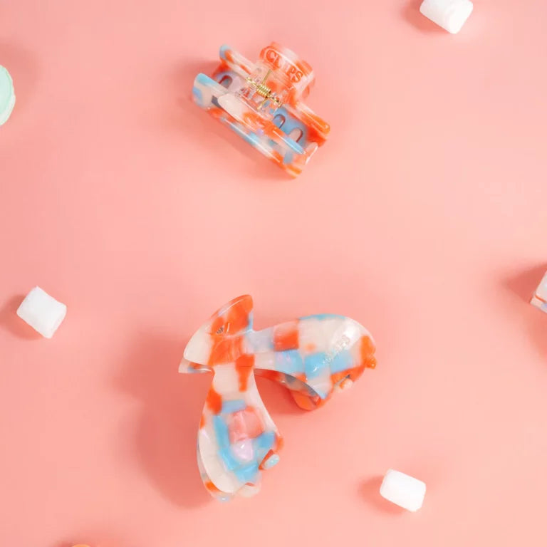 JULIA CLIP - MARMER BLAUW/ ORANJE