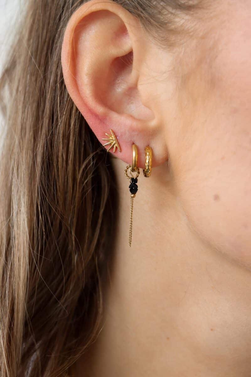 Chain black stone hoop gold
