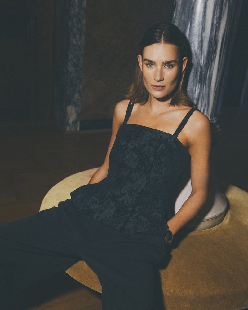CLAUDIA STRAP TOP - BLACK