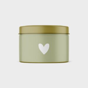 GEURKAARS IN BLIK | SAGE GREEN & HEARTS