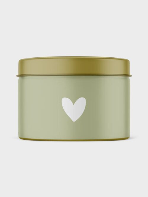 GEURKAARS IN BLIK | SAGE GREEN & HEARTS