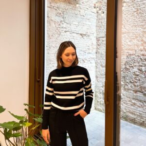 TURTLENECK WIDE STRIPES - BLACK
