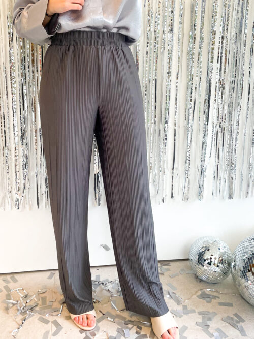CAMI PLISSE BROEK - DARK METAL GREY