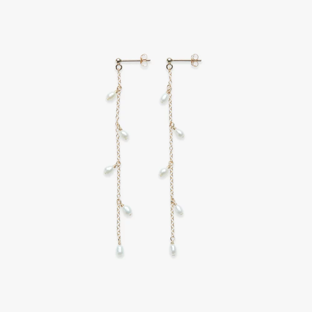 DANGLE PEARLS STUD GOLD FILLED