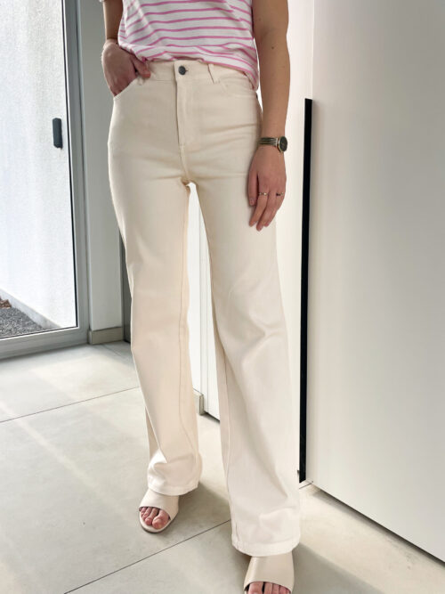 LIO WIDE LEG JEANS - CREME