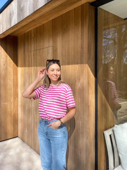 PINK STRIPED T-SHIRT