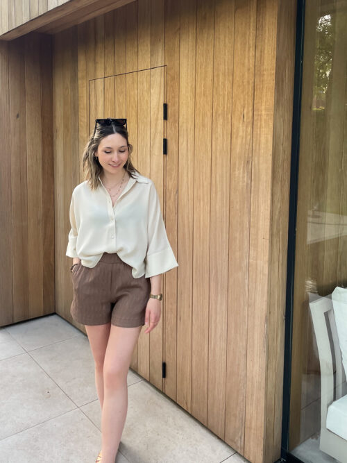 OLLIE CROPPED BLOUSE - BEIGE