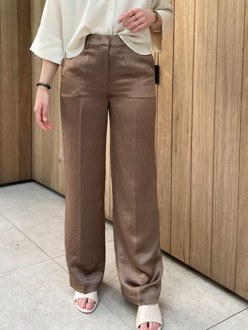 BOBBIE SATIN TROUSERS - BROWN