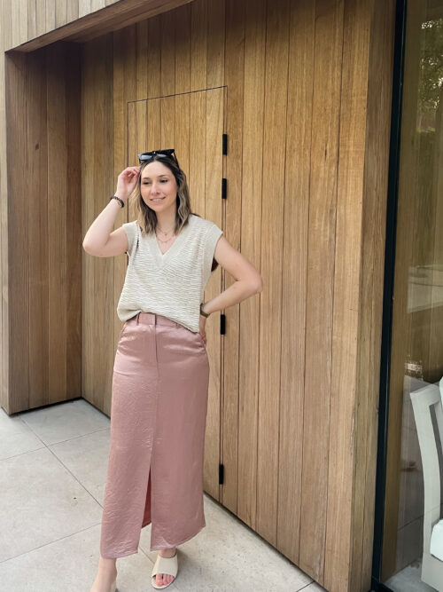 YARA SATIN MIDI SKIRT - MAUVE PINK