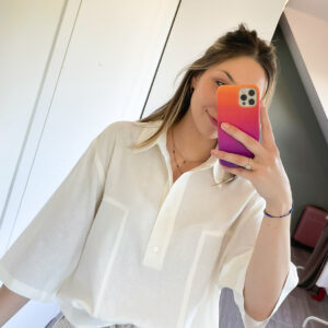 WOVEN LOOSE FIT POLO TOP