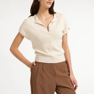 LOLA KNITTED CARDIGAN - BEIGE MELANGE