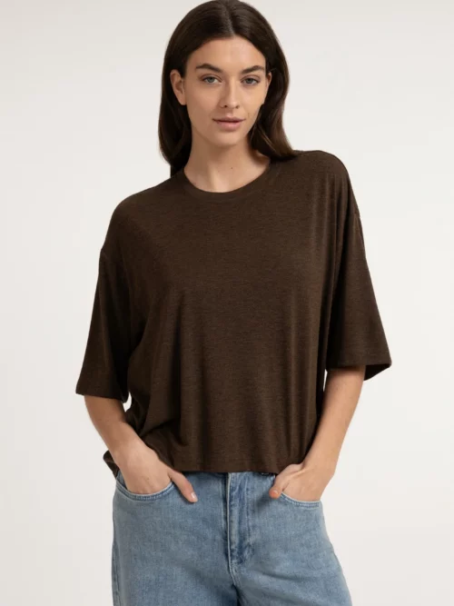 OVERSIZED JERSEY TOP - BROWN