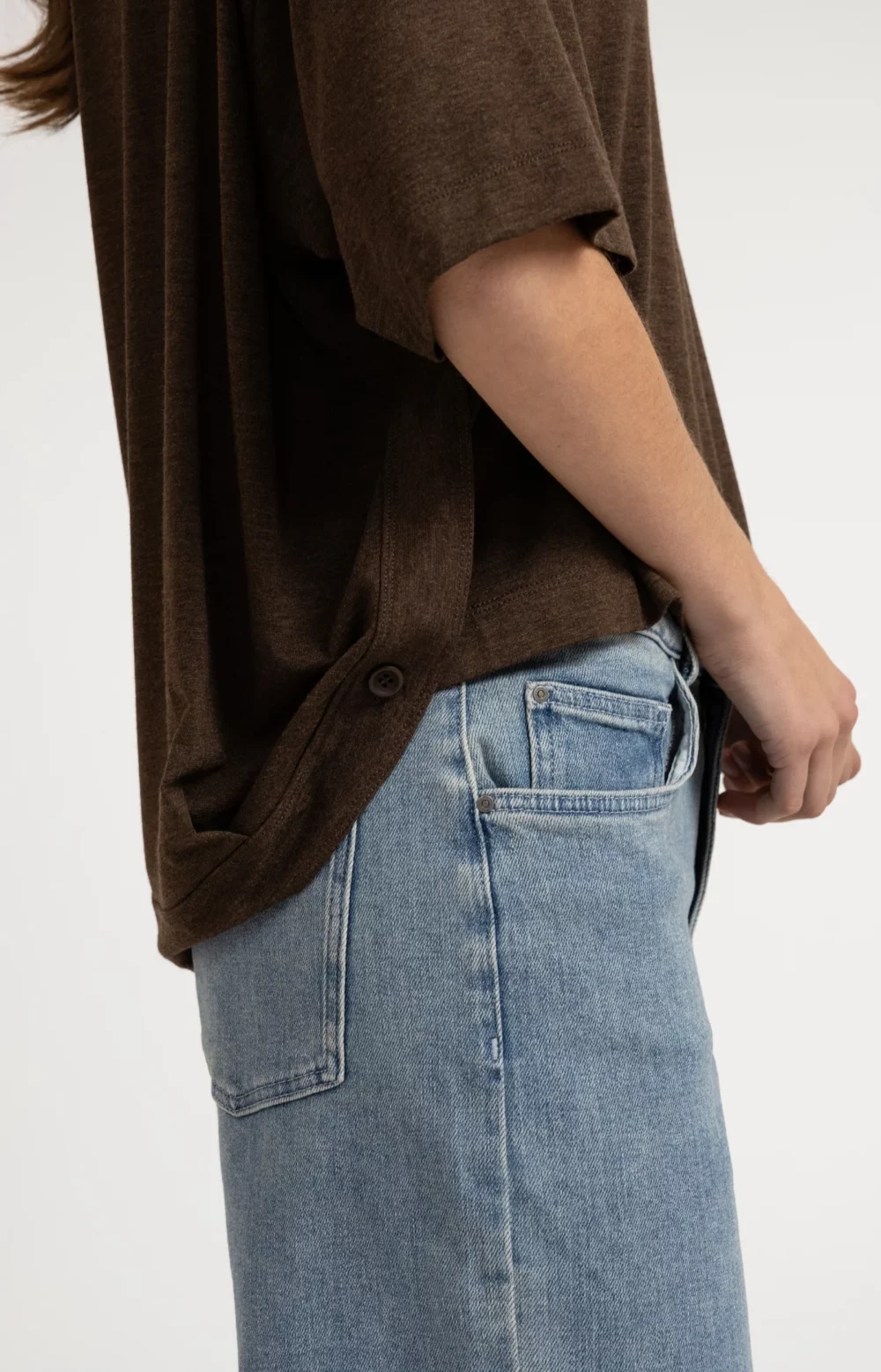 OVERSIZED JERSEY TOP - BROWN