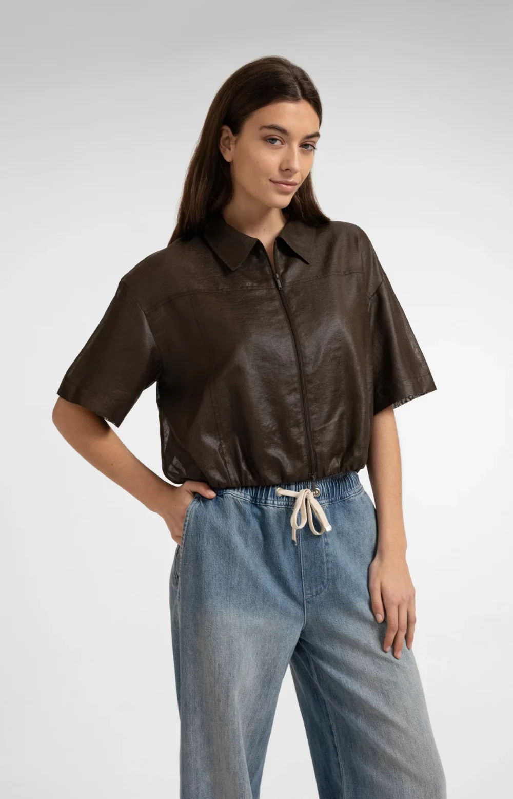 DIANA BLOUSE JACKET - BROWN